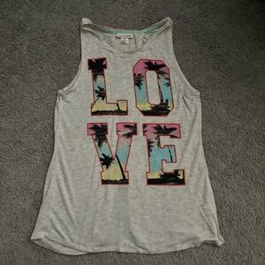 Women’s Belle du jour “love & beach theme”open back tank size small